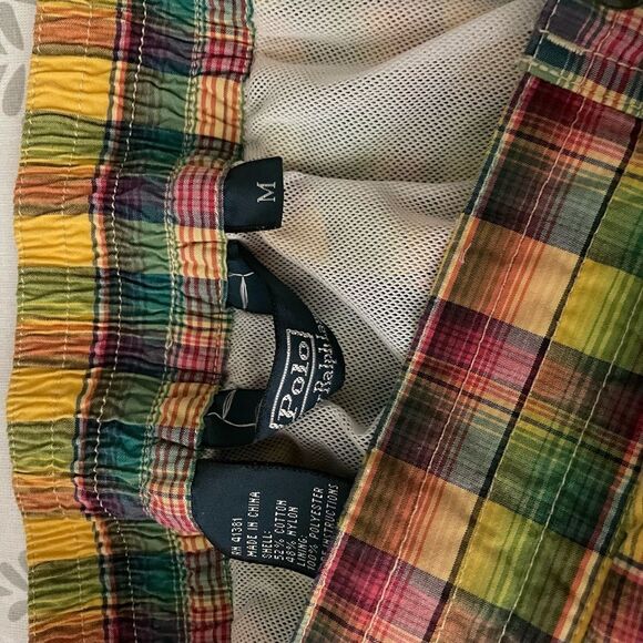 Polo Ralph Lauren Yellow Madras Swim Trunks Suit sz Med - Picture 4 of 4